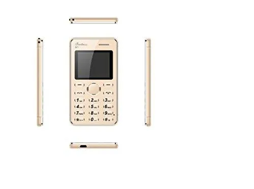 GreenBerry M1 1.77 inch QQVGA Color Display Keypad Credit Card Size MP3 Player -Camera Mobile Phone (Gold) (Only Mobile Phone & Charging Cable in Box, NO CHARGER OR EARPHONE)