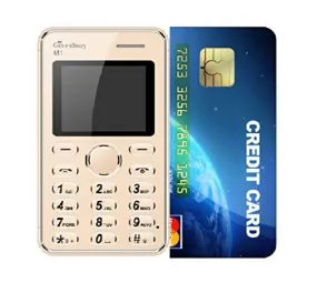 GreenBerry M1 1.77 inch QQVGA Color Display Keypad Credit Card Size MP3 Player -Camera Mobile Phone (Gold) (Only Mobile Phone & Charging Cable in Box, NO CHARGER OR EARPHONE)