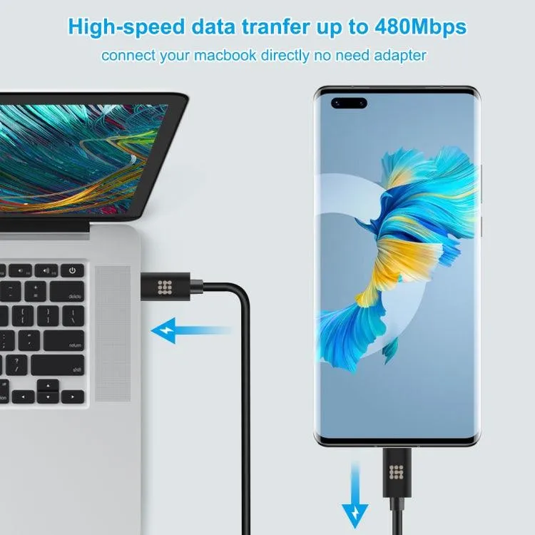 HAWEEL 1m 25W 3A USB-C Fast Charging and Data Transfer Cable with OTG Function