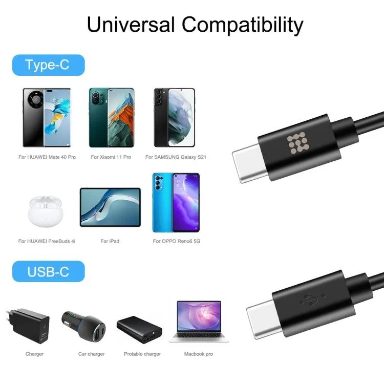 HAWEEL 1m 25W 3A USB-C Fast Charging and Data Transfer Cable with OTG Function