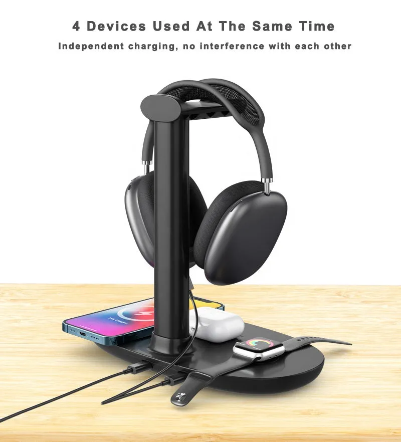 Headphone Stand Headset Holder 4 in 1 Wireless Charger