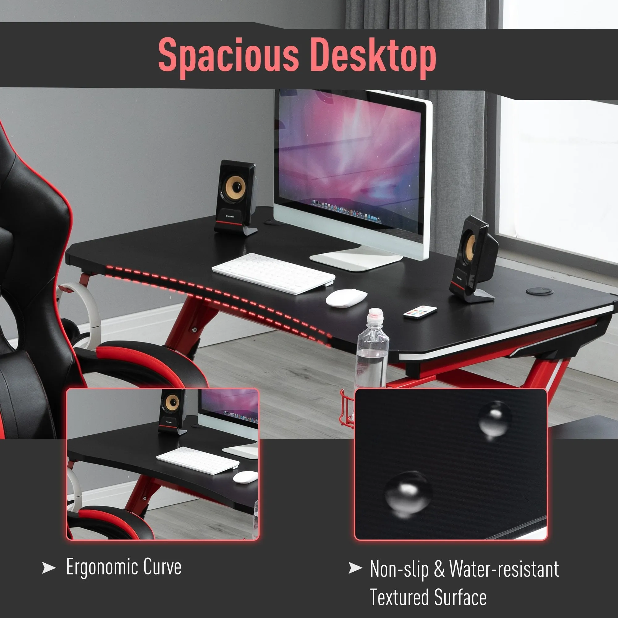 HOMCOM Gaming & Computer Desk - Black & Red