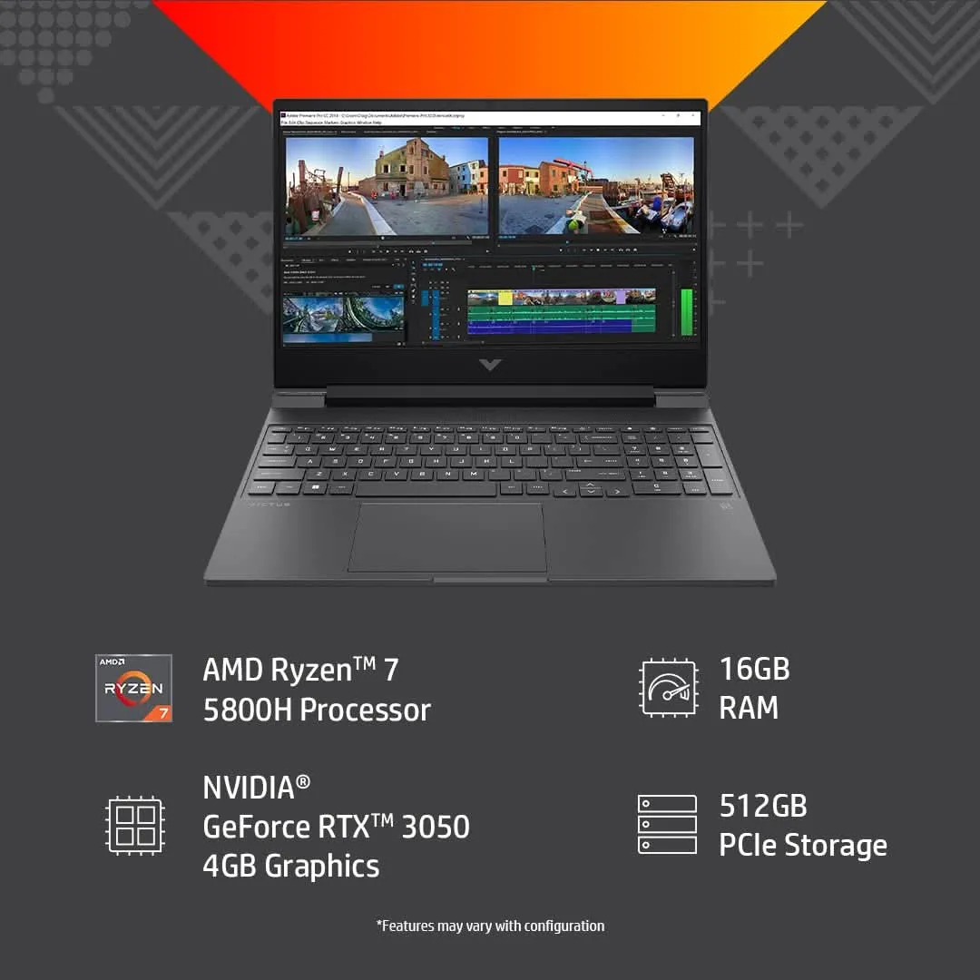 HP VICTUS 15-FB0053AX [R7-5800H RYZEN/16GB DDR4/512GB SSD/WIN11 HOME MSO/15.6'/4GB RTX 3050 GRAPHICS /1 YEAR(S)/BLACK]