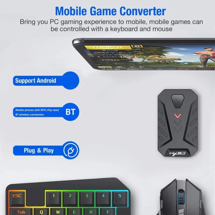 HXSJ P8 V100 J900 Gaming Keyboard and Mouse Converter Bundle with One-Handed Keyboard and Programmable Gaming Mouse