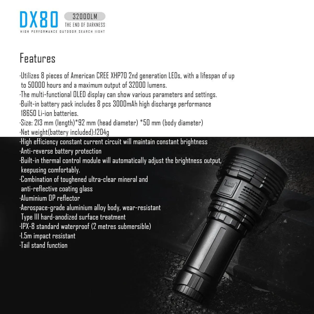 IMALENT DX80 32000lumens Flashlight