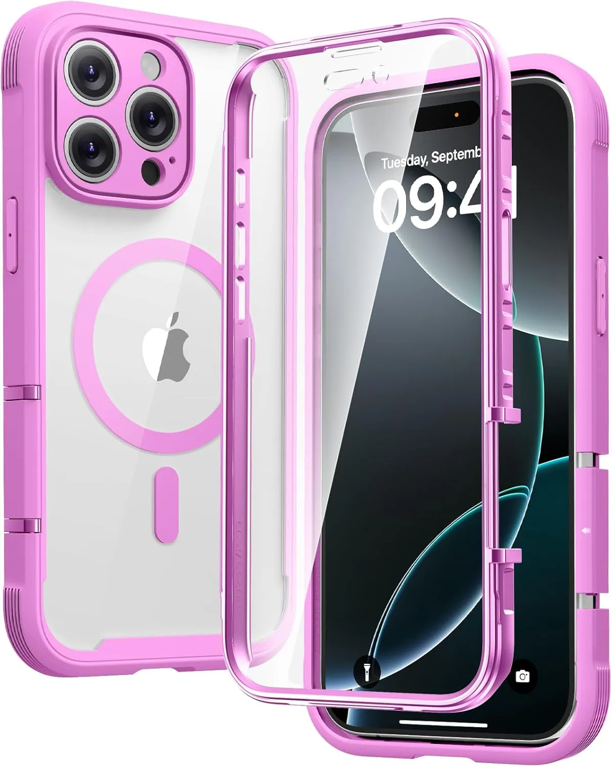 iPhone 16 Case, Full Body Rugged Case Touch Sensitive Anti-Scratch Screen Protector Pink