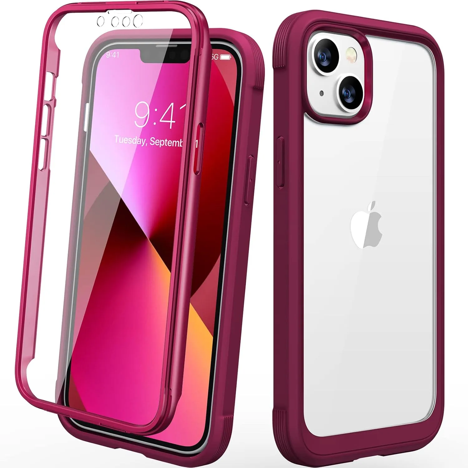 iPhone 16 Case, Full Body Rugged Case Touch Sensitive Anti-Scratch Screen Protector Pink