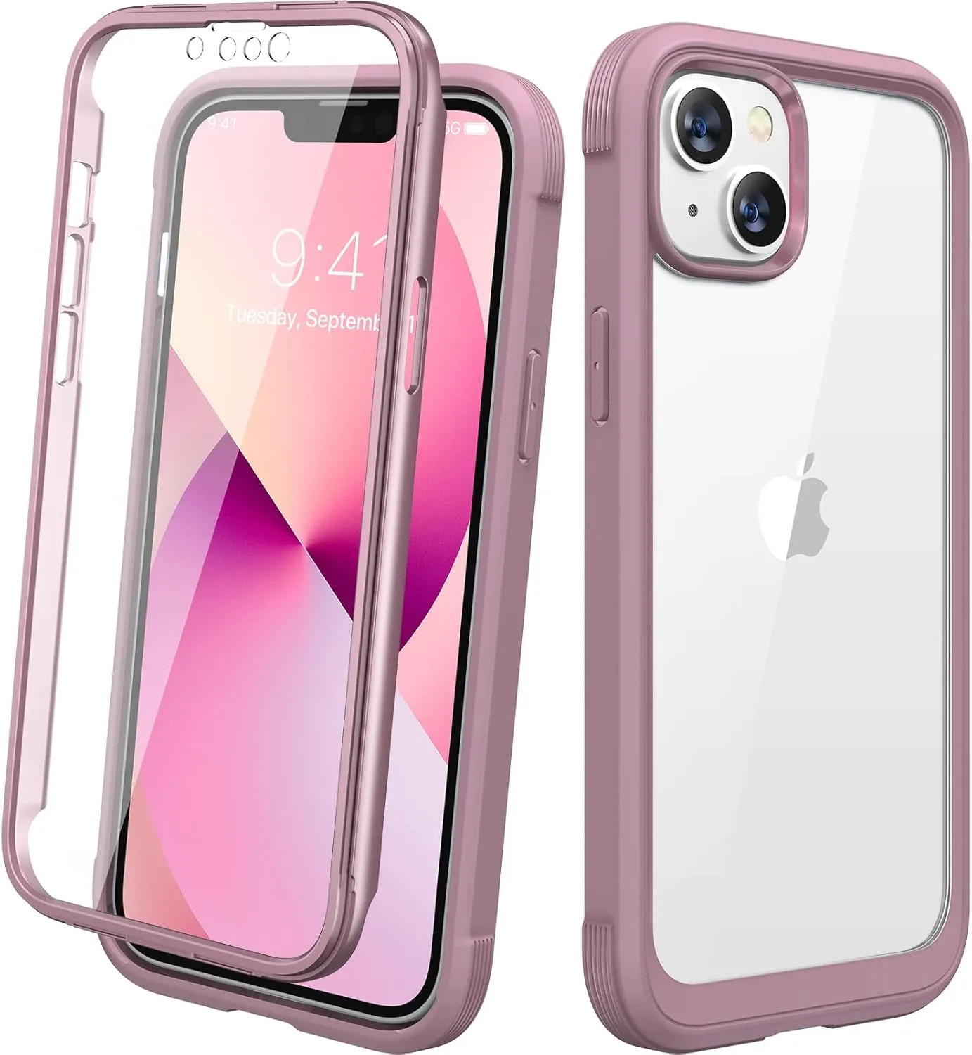 iPhone 16 Case, Full Body Rugged Case Touch Sensitive Anti-Scratch Screen Protector Pink