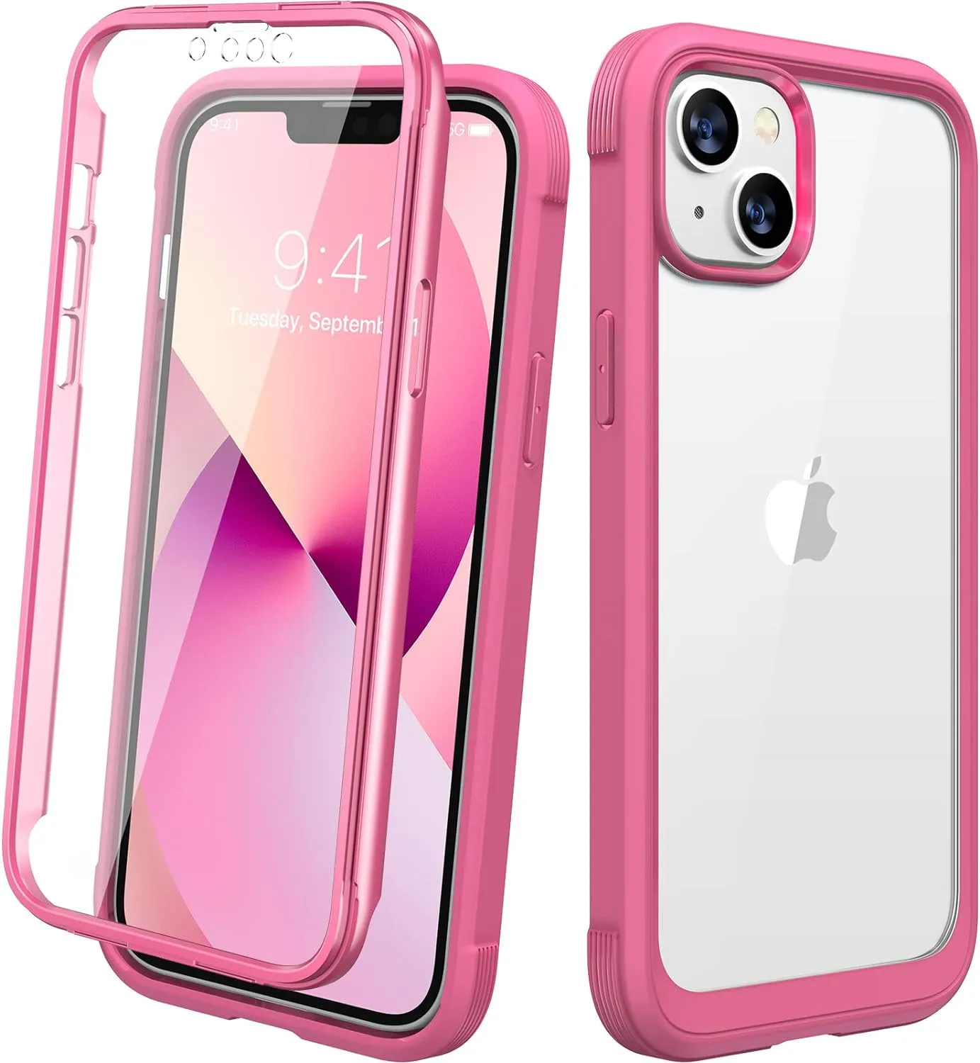 iPhone 16 Case, Full Body Rugged Case Touch Sensitive Anti-Scratch Screen Protector Pink