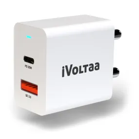 iVoltaa 20W USB-C PD & QC Power Delivery PD3.0 Dual port Fast Wall Charger