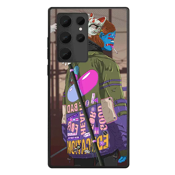 Japanese Fox Mask Swordswoman LED Case for Samsung