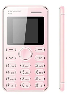 Kechaoda K116 1.44 inch QQVGA Display Slim Card Size GSM Single SIM Keypad Mobile (Corel Pink) (Only Mobile Phone & Charging Cable in Box, NO CHARGER OR EARPHONE)