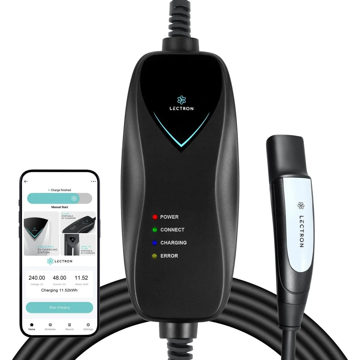 Lectron Portable Level 1 Tesla EV Charger | 110V | 15 Amp | NEMA 5-15 | Standard / WiFi-Enabled