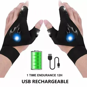 LED Flashlight Gloves Rechargeable Hands Free Light Gloves Halloween Christmas Gift Gadgets Tools for Outdoor Camping Fishing