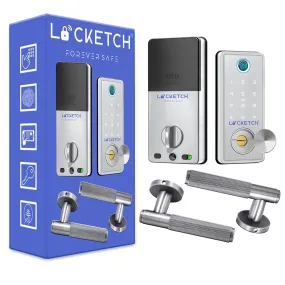 Locketch Deadbolt Smart Door Lock – 4-In-1 Keyless Smart Door Lock with Door Handle – Direct Fit Installation – Wi-Fi Connection