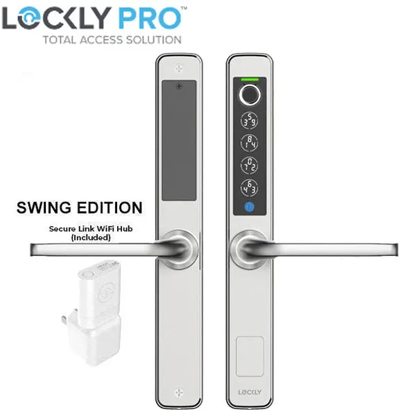 Lockly Guard -ATHENA 228SW- Narrow Stile Mortise Lever Set- Swing Edition - Biometric Fingerprint - RFID - Keypad- Wi-Fi-Bluetooth App Controlled - Optional Backset- Stainless Steel