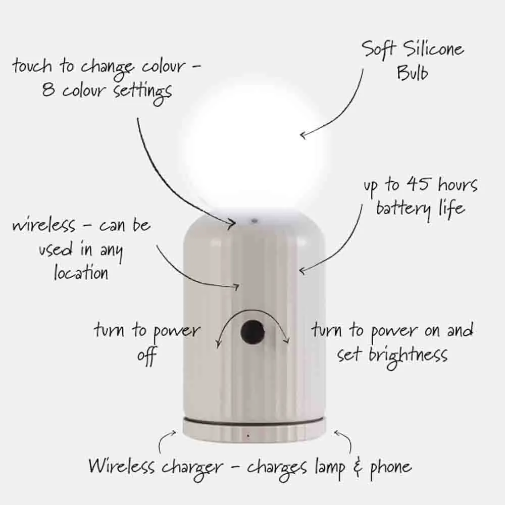 Lund London Wireless Lamp and Charger - White