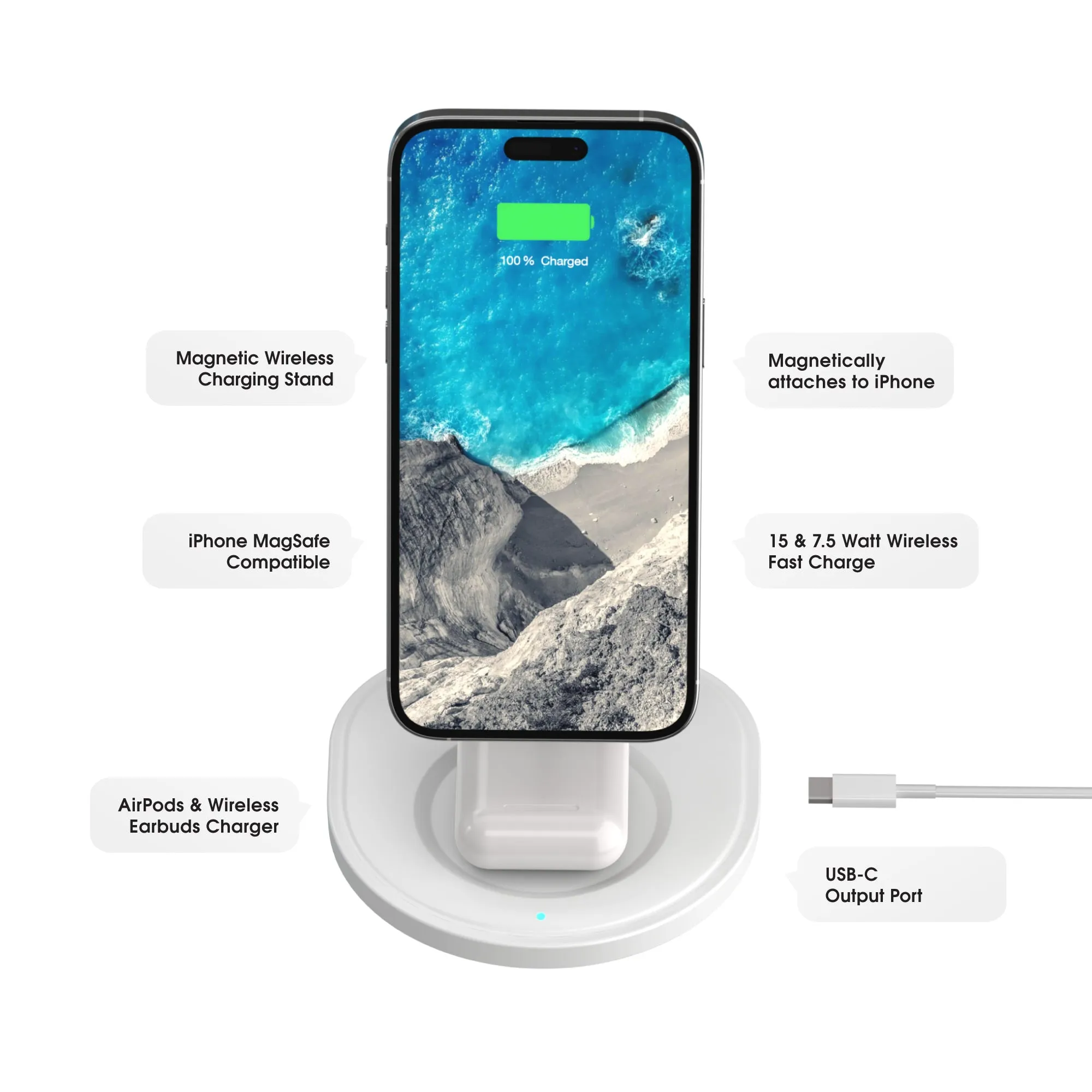 Mag Stand | Wireless MagSafe Magnetic Charging Station | for iPhone, iWatch & AirPods