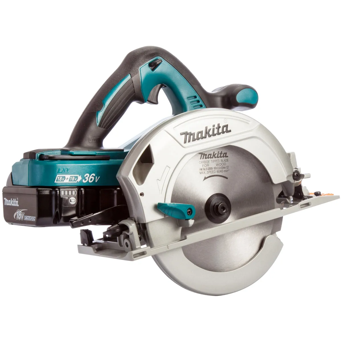 Makita DHS710ZJ 36V Circular Saw with 2 x 5.0Ah Batteries & Twin Port Charger in Case