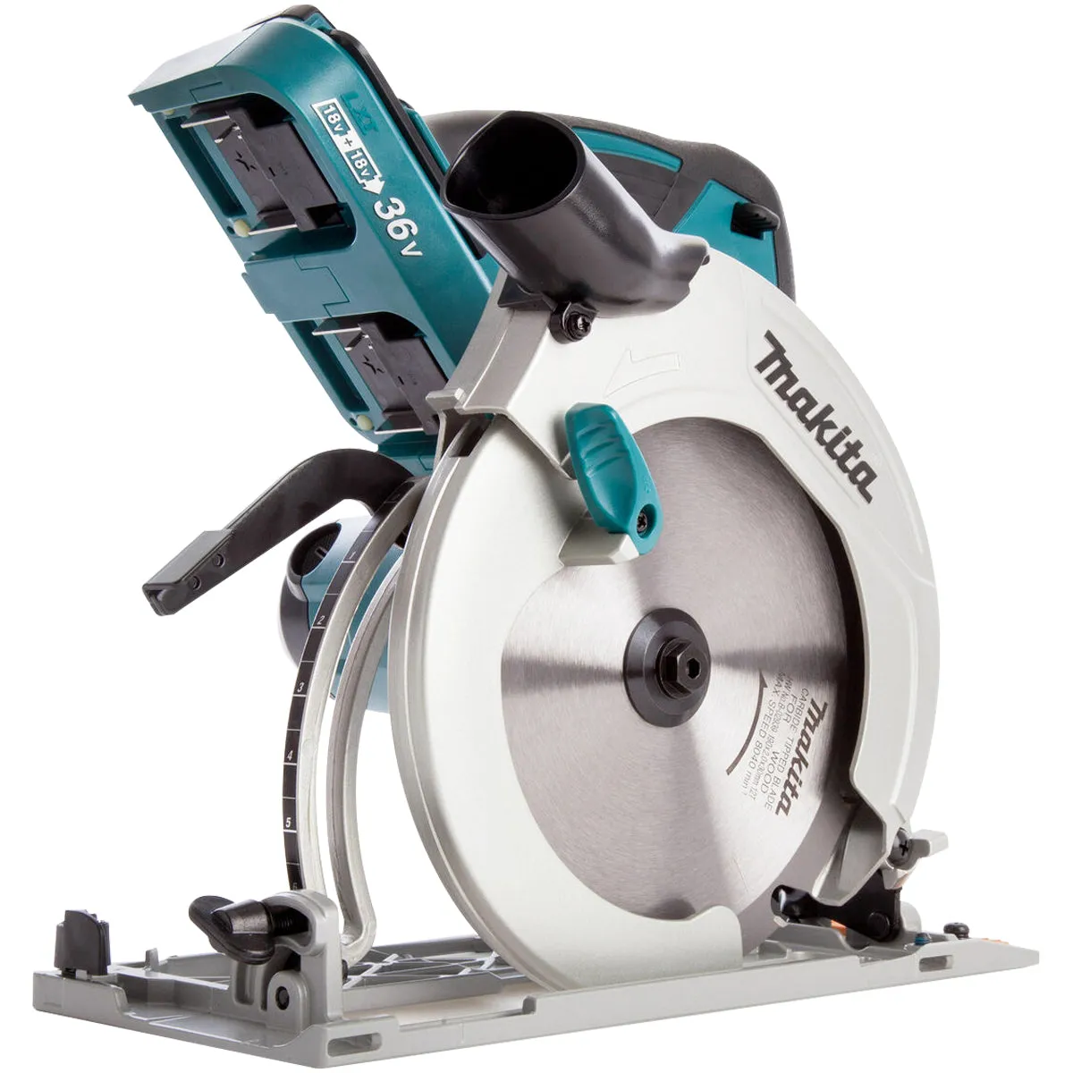 Makita DHS710ZJ 36V Circular Saw with 2 x 5.0Ah Batteries & Twin Port Charger in Case