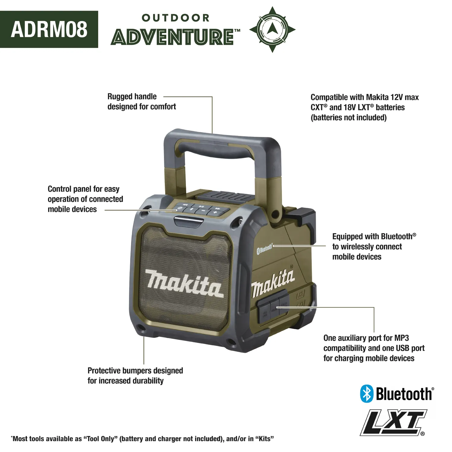 Makita Outdoor Adventure 18V Cordless/Corded Bluetooth Speaker