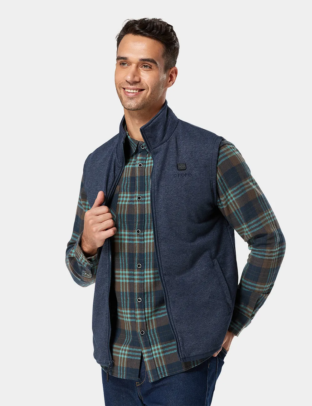 Men's UltraSoft Heated Fleece Vest - Navy Blue