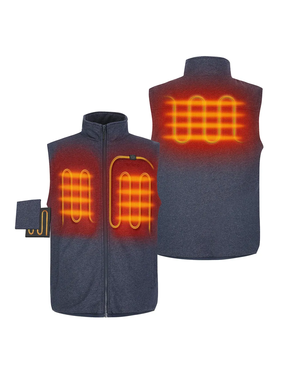 Men's UltraSoft Heated Fleece Vest - Navy Blue