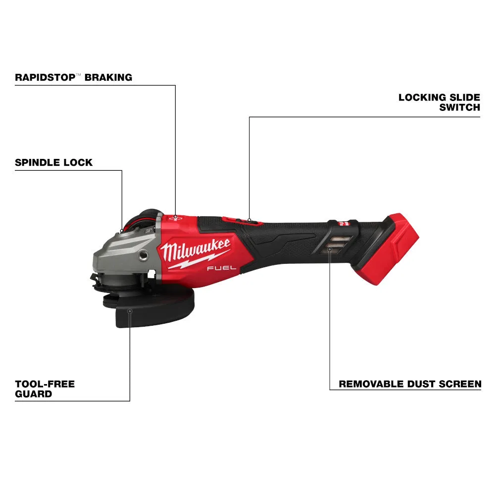 Milwaukee 3671-20 M18 FUEL 18V 4-1/2"-6" Braking Grinder Slide Switch -Bare Tool