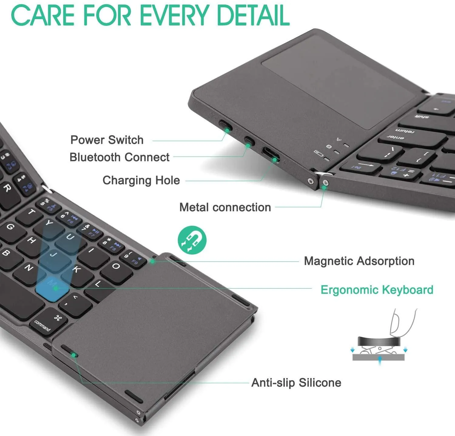 Mini Bluetooth 3.0 Folding Keyboard Touchpad For Samsung Dex Windows/iOS/Android Systems