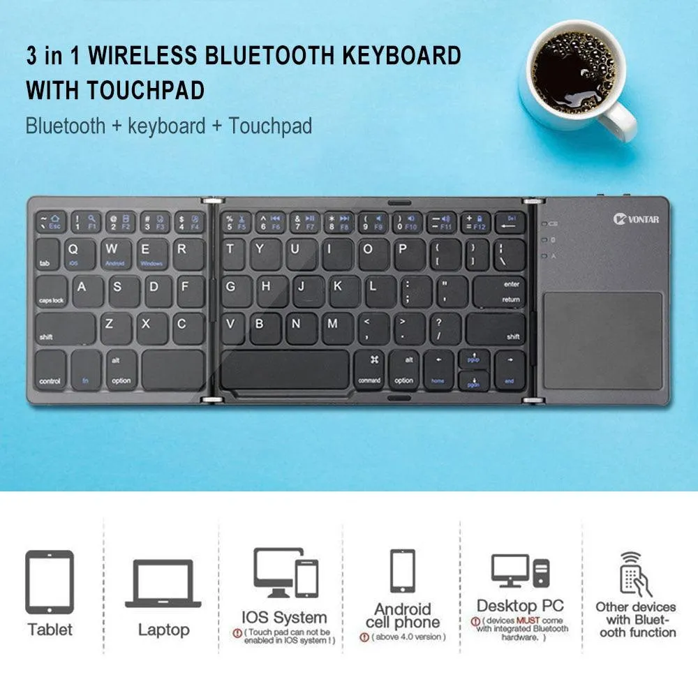 Mini Bluetooth 3.0 Folding Keyboard Touchpad For Samsung Dex Windows/iOS/Android Systems