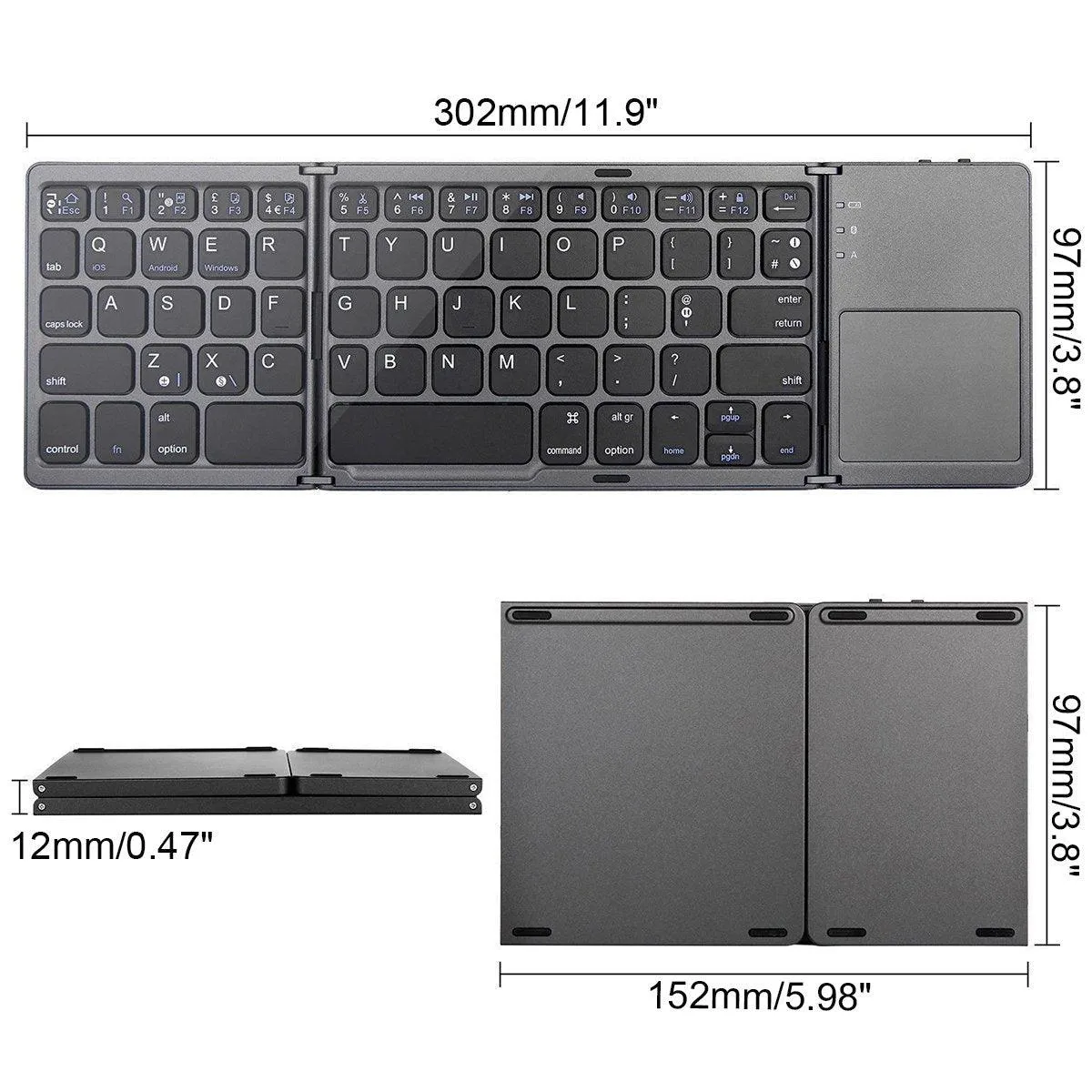 Mini Bluetooth 3.0 Folding Keyboard Touchpad For Samsung Dex Windows/iOS/Android Systems