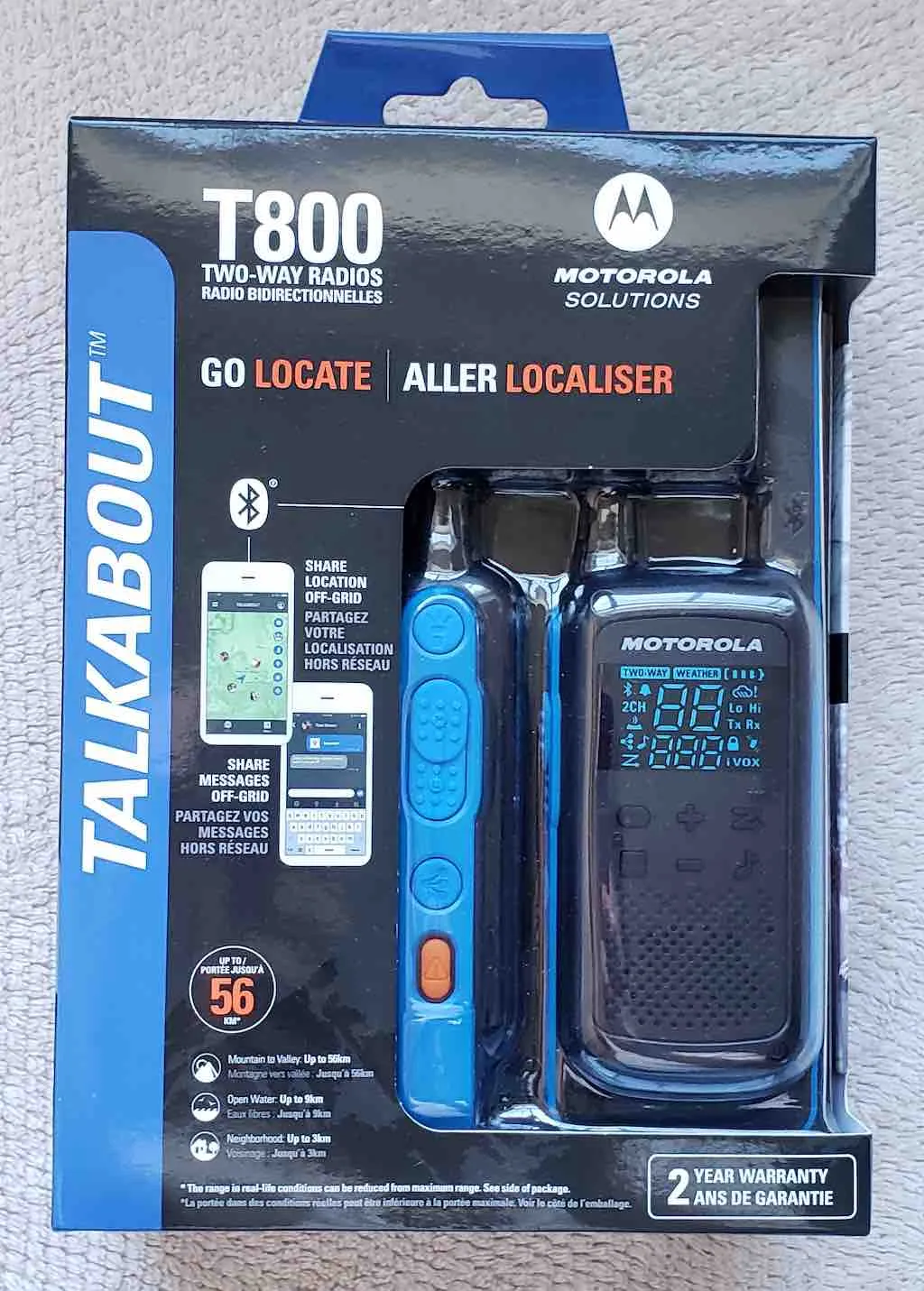 Motorola T802 Bluetooth Two Way Radio with GO LOCATE (2 pack)