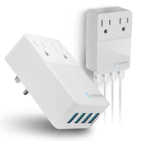 Naztech Fast Multi-Device Charger 2 Outlets 4 USB Port White