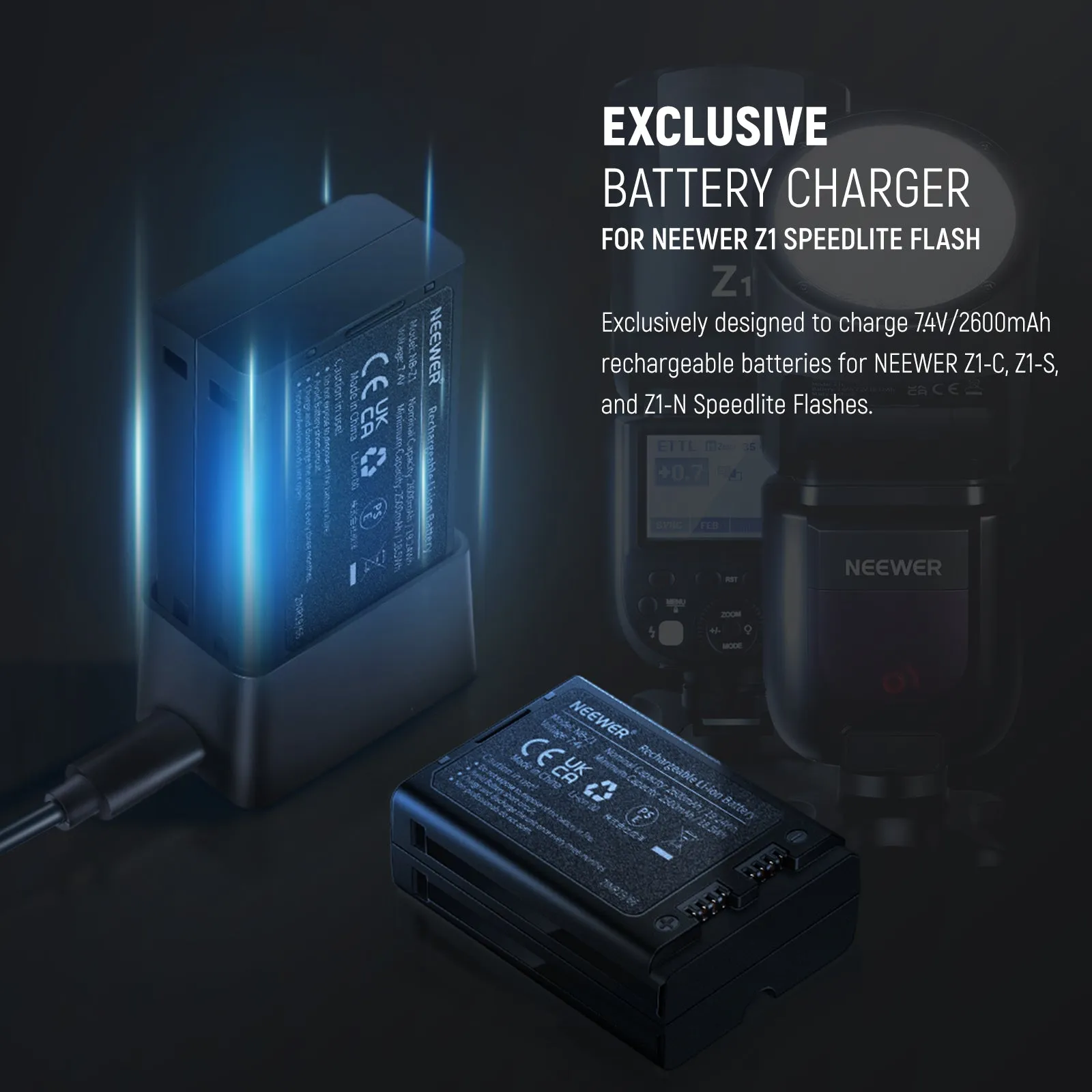 NEEWER Z1 Z2 Flash Lithium Battery and USB Charger Set