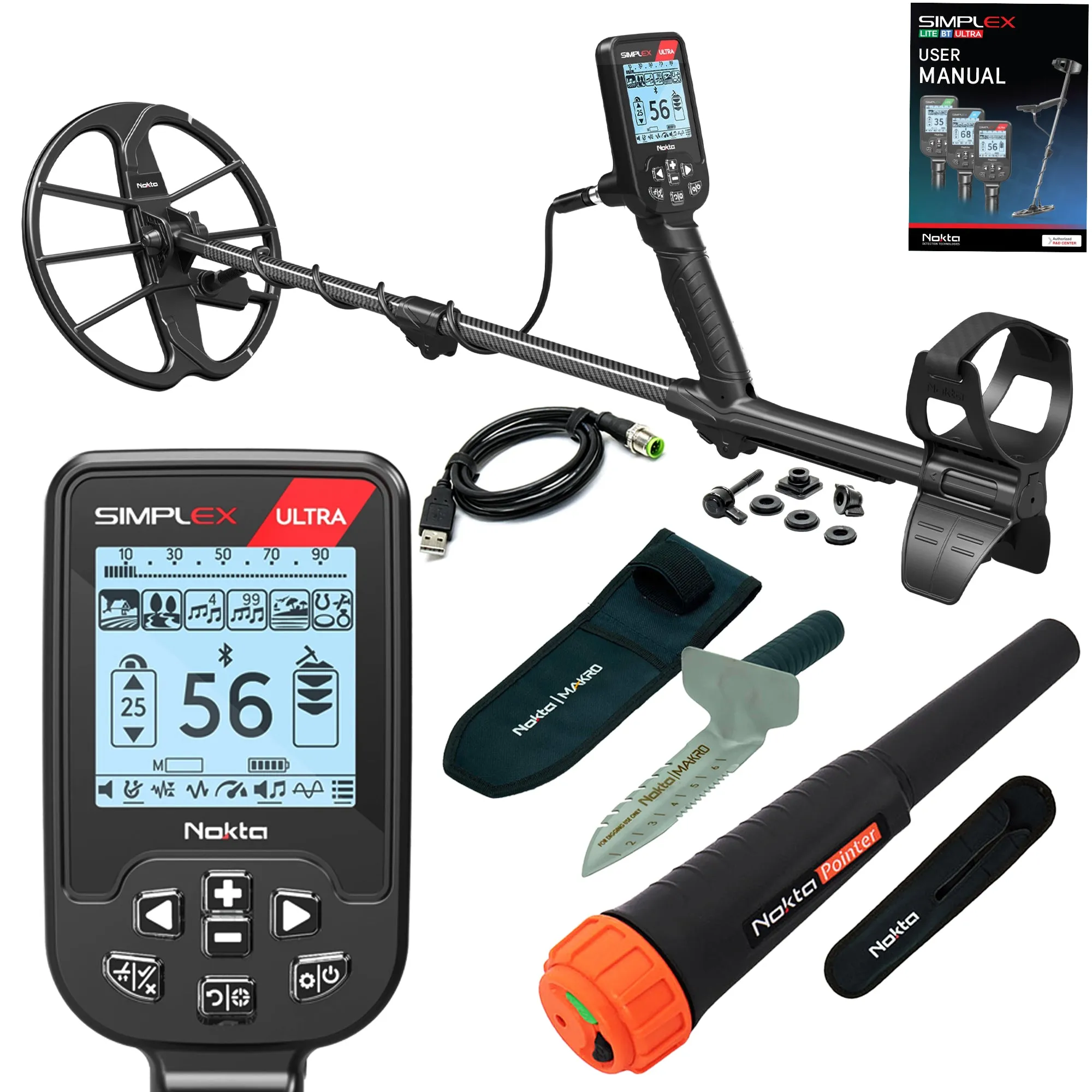 Nokta Simplex Ultra Waterproof Metal Detector with 11″ DD Coil Complete Package