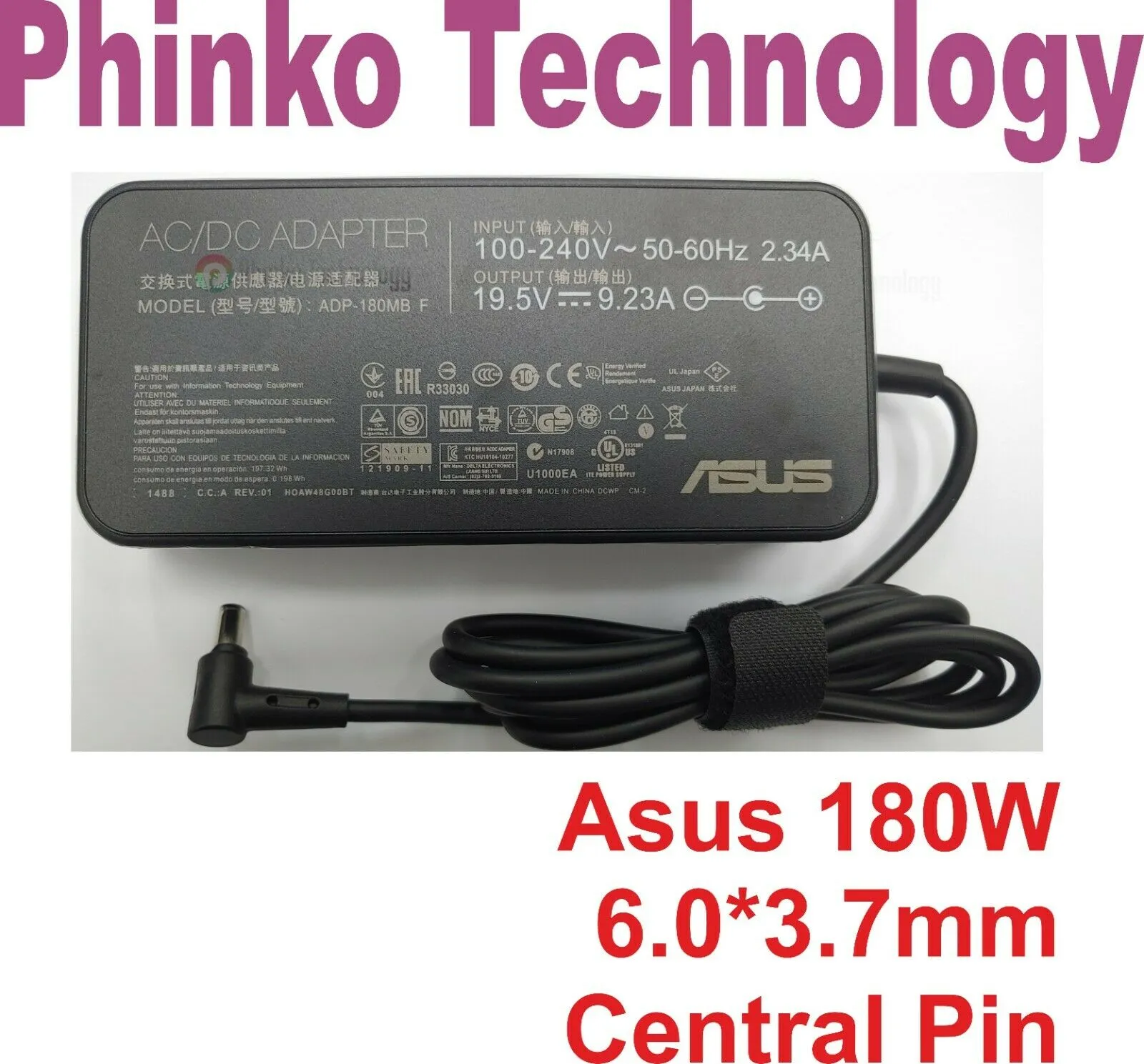 Original 19.5V 9.23A 180W Charger for ASUS ROG Gaming 6.0*3.7mm Central Pin