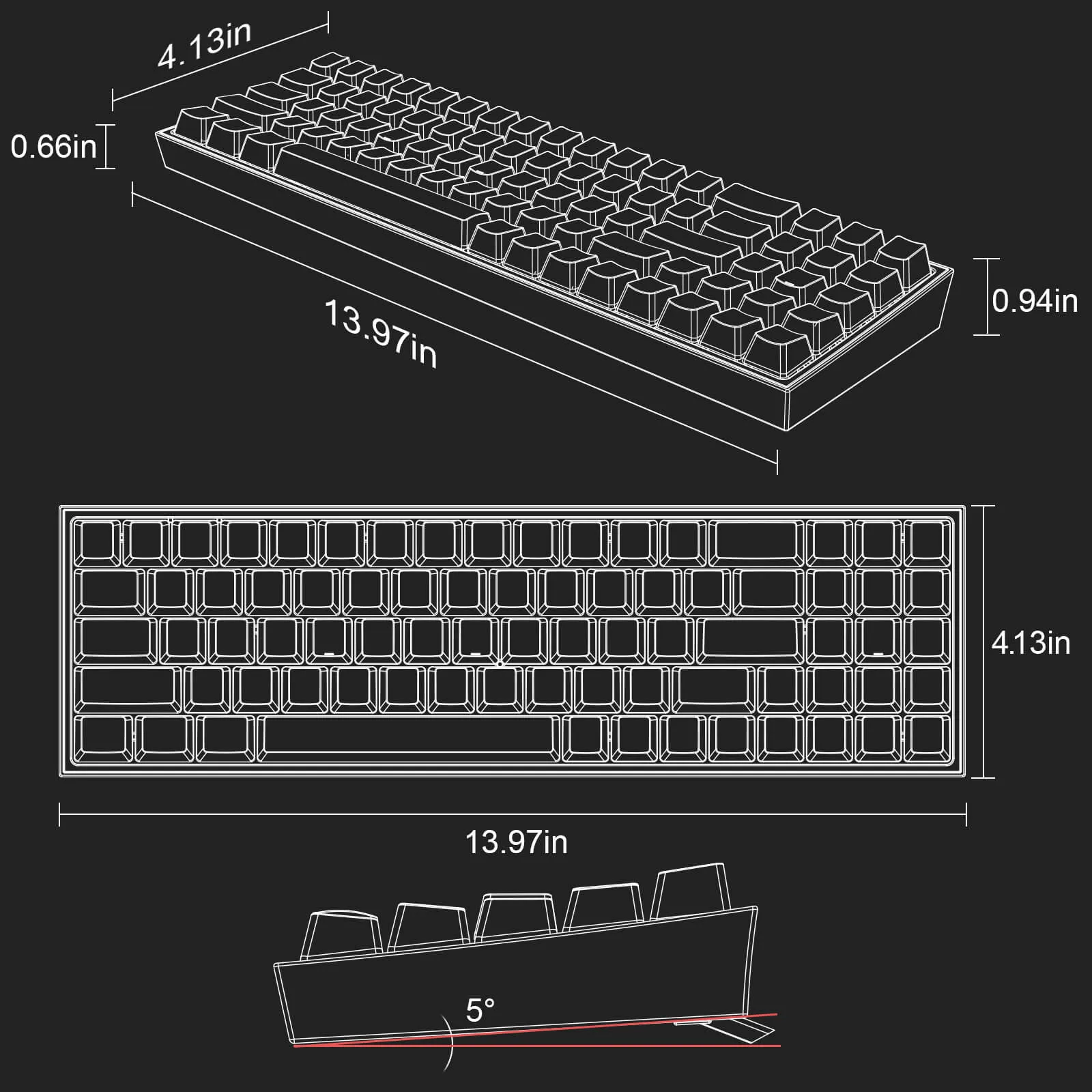 POLLUX K628 PRO 75% Wireless Gaming Keyboard