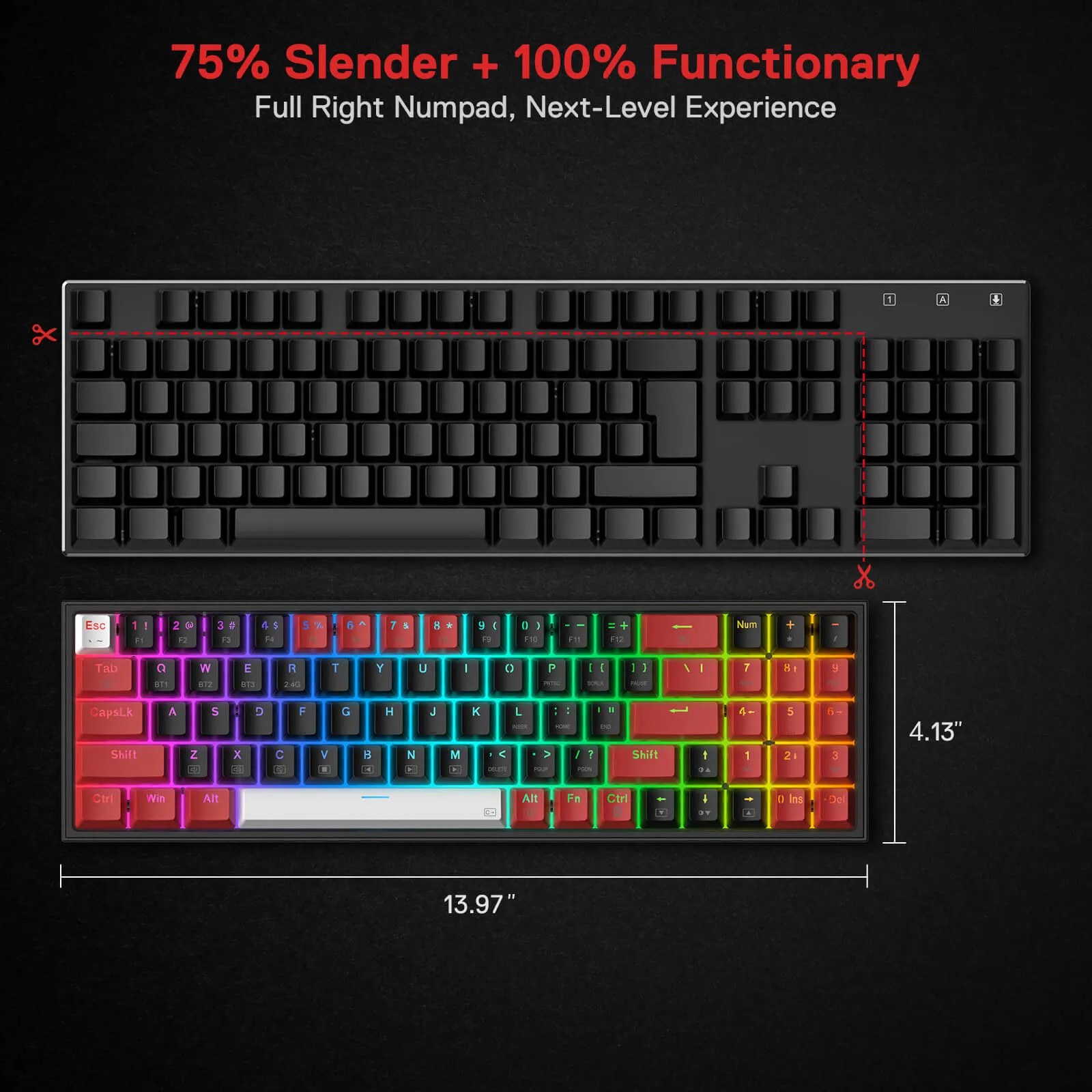 POLLUX K628 PRO 75% Wireless Gaming Keyboard