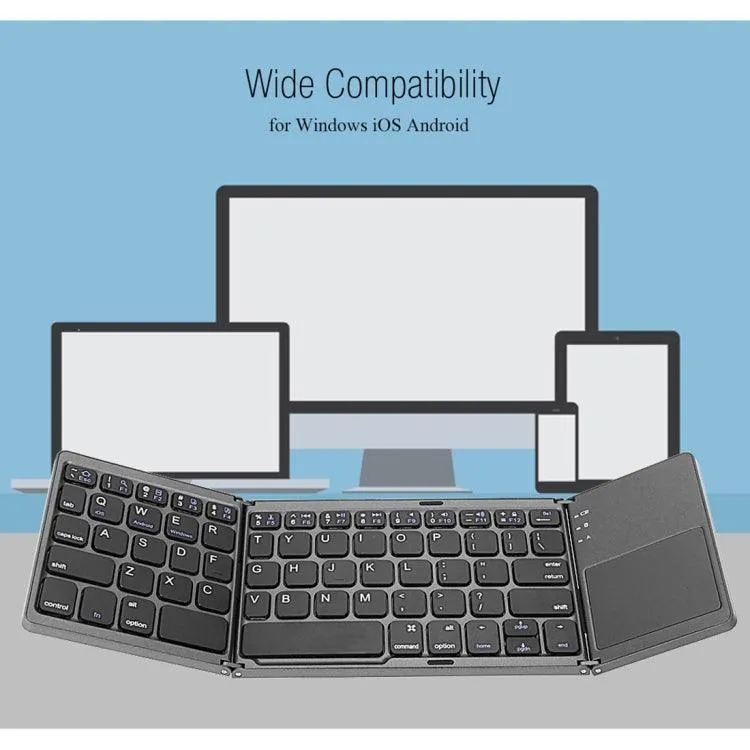 Portable Bluetooth 3-Folding 64-Key Wireless Keyboard with Touchpad