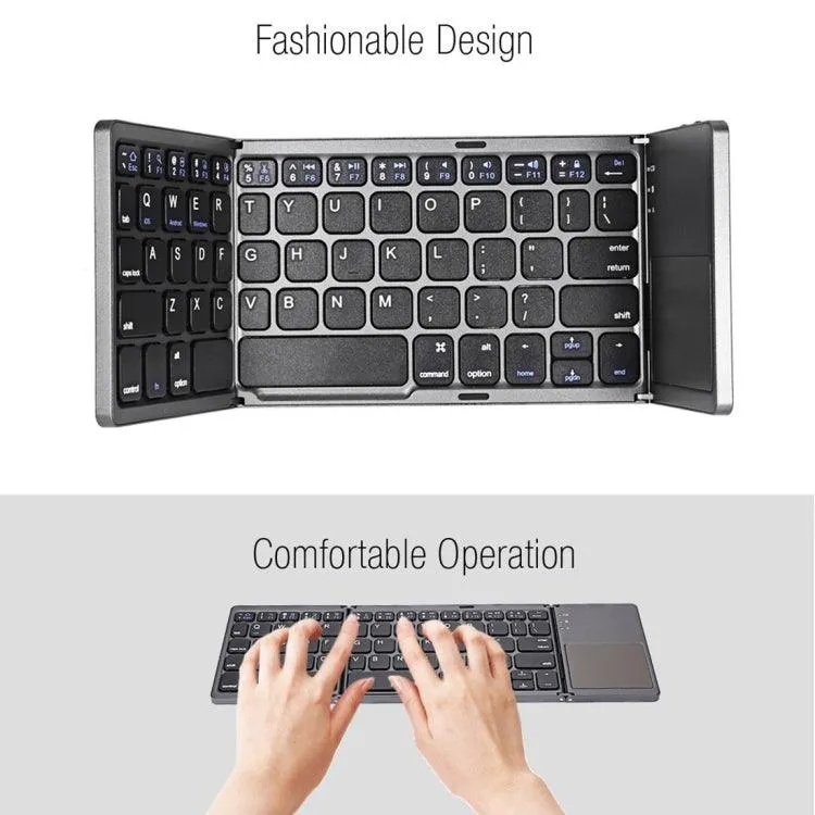 Portable Bluetooth 3-Folding 64-Key Wireless Keyboard with Touchpad