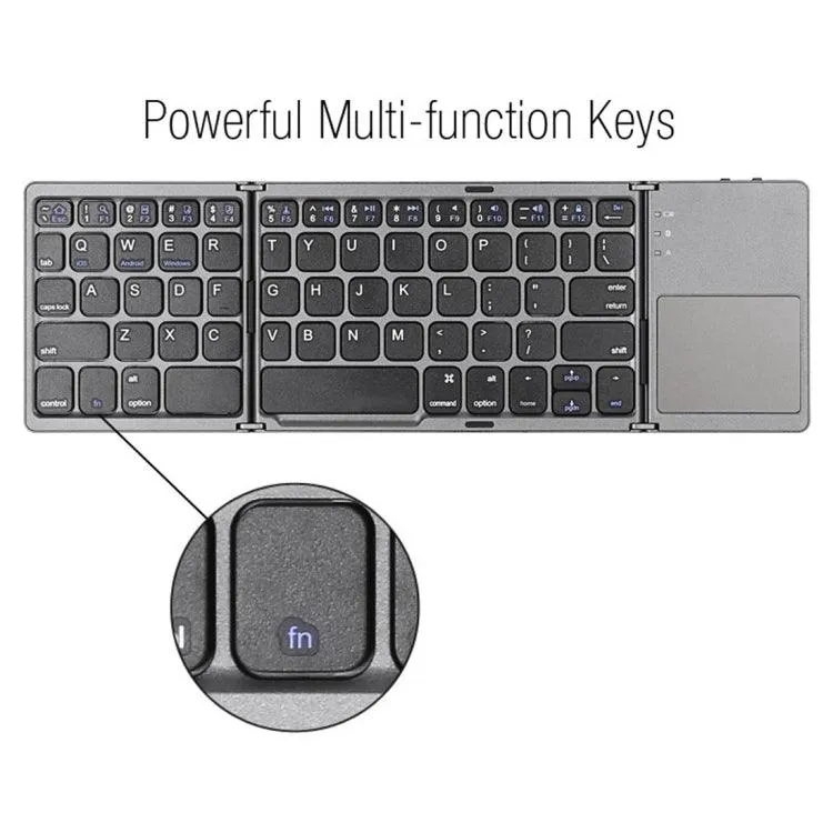 Portable Bluetooth 3-Folding 64-Key Wireless Keyboard with Touchpad