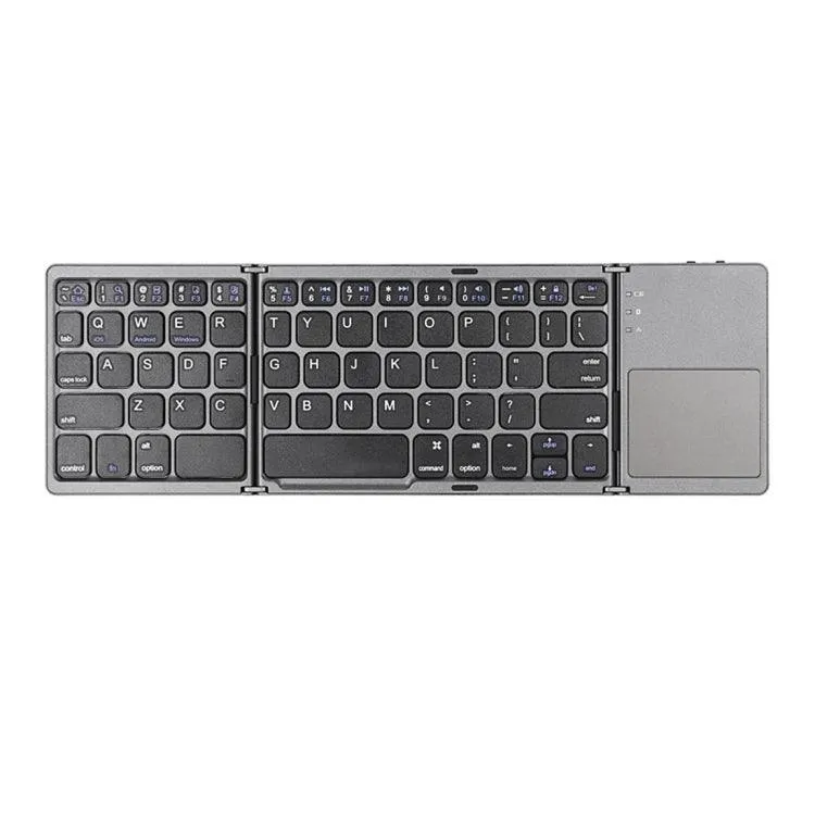 Portable Bluetooth 3-Folding 64-Key Wireless Keyboard with Touchpad