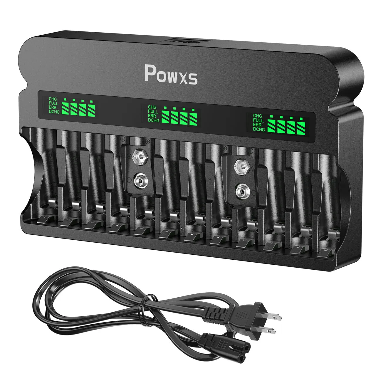 POWXS 1800mA High-Speed AA AAA 9V Battery Charger