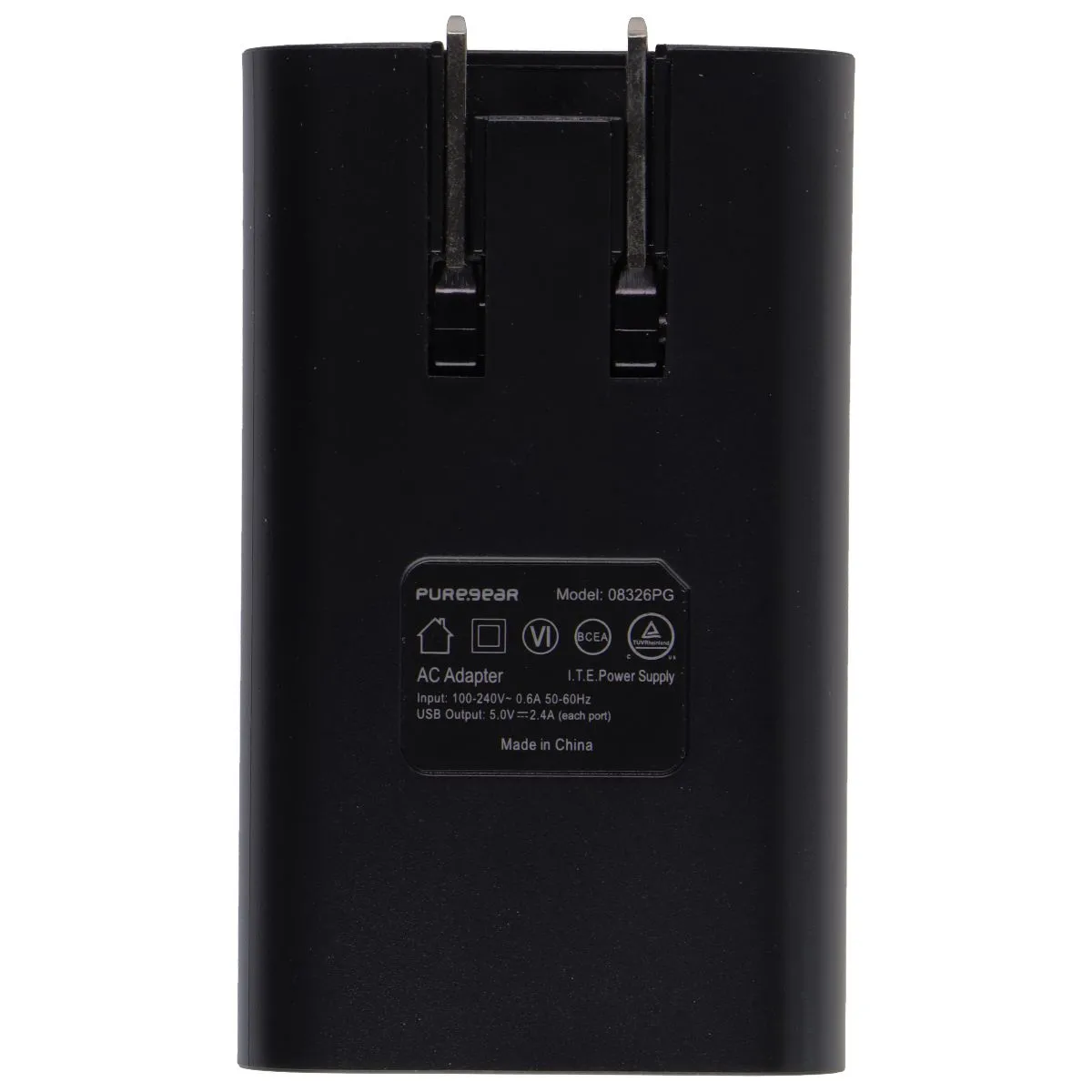 PureGear (24-Watt) Dual Port USB-A Wall charger - Black (62786PG)