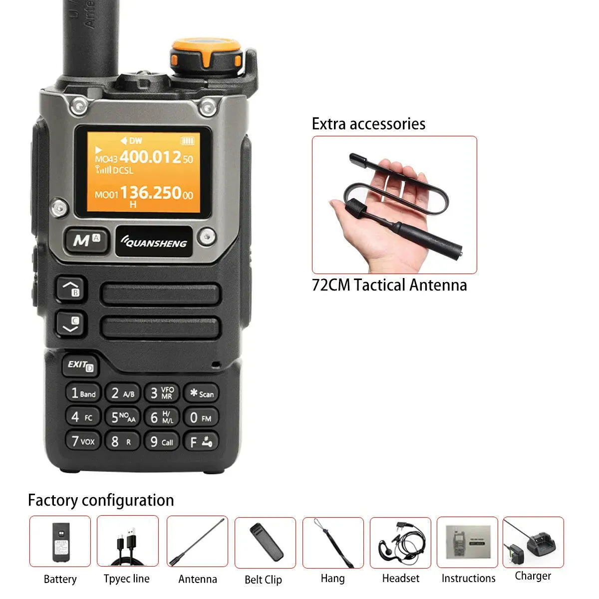 Quansheng UV-K6 Walkie Talkie 5W Air Band Radio Tyep C Charge UHF VHF DTMF FM Scrambler NOAA Wireless Frequency Two Way CB Radio