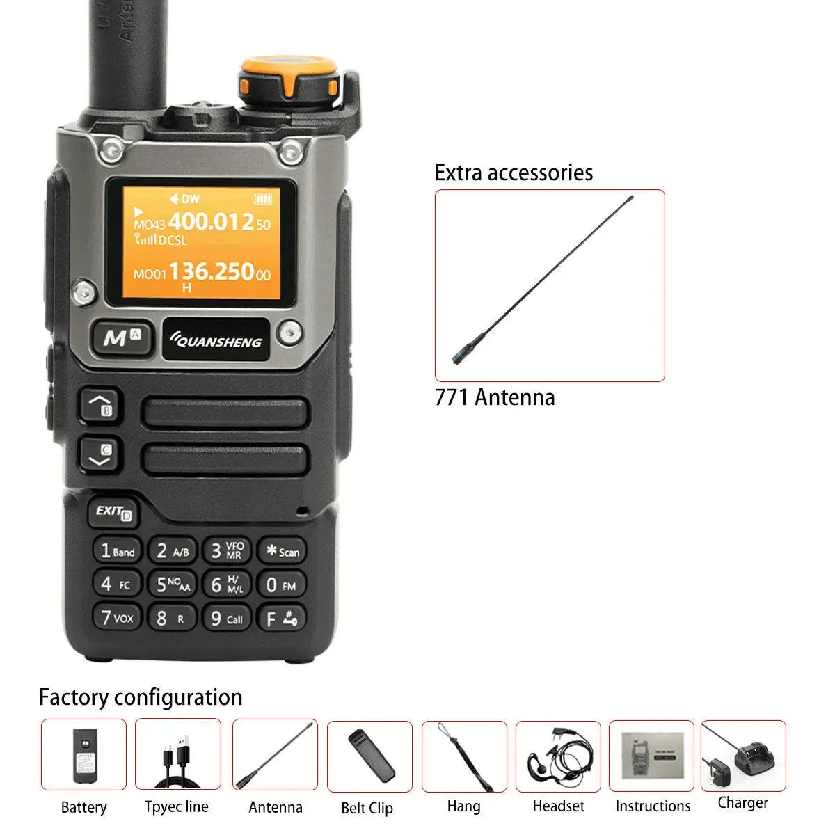 Quansheng UV-K6 Walkie Talkie 5W Air Band Radio Tyep C Charge UHF VHF DTMF FM Scrambler NOAA Wireless Frequency Two Way CB Radio