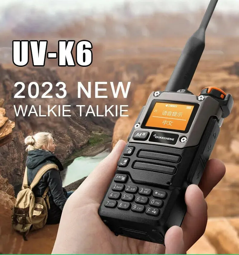 Quansheng UV-K6 Walkie Talkie 5W Air Band Radio Tyep C Charge UHF VHF DTMF FM Scrambler NOAA Wireless Frequency Two Way CB Radio