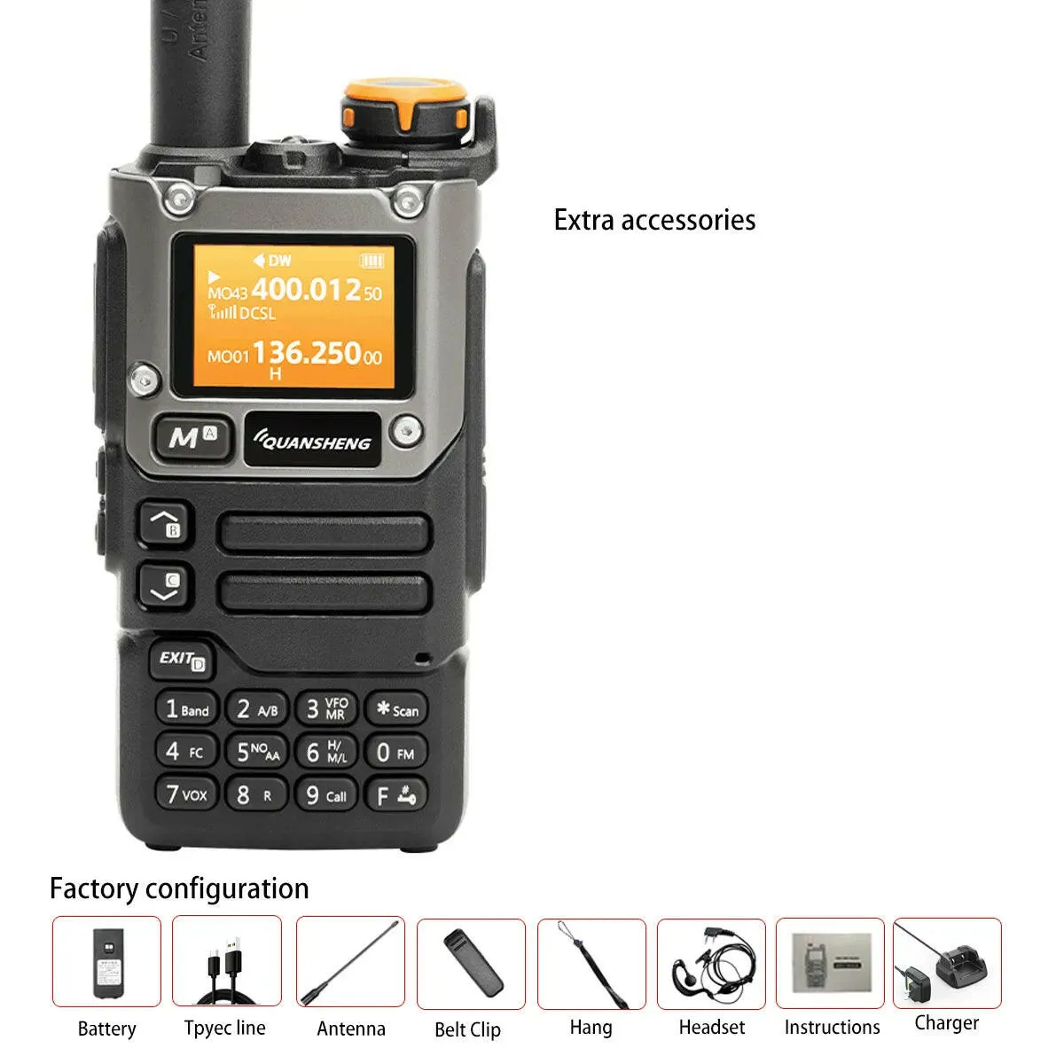 Quansheng UV-K6 Walkie Talkie 5W Air Band Radio Tyep C Charge UHF VHF DTMF FM Scrambler NOAA Wireless Frequency Two Way CB Radio