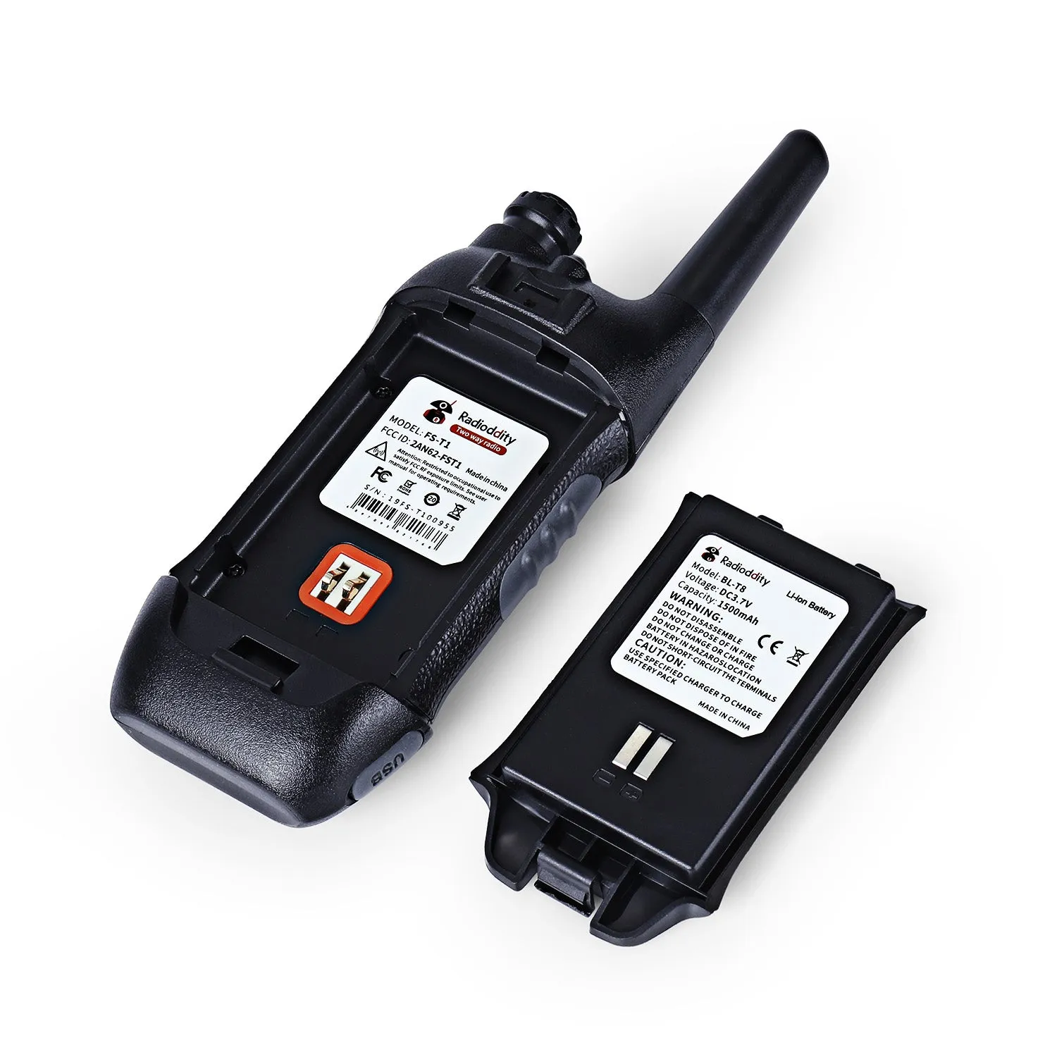 Radioddity FS-T1 / PR-T1 [1 Pair] | NOAA Weather Alert | License-free | USB Charging