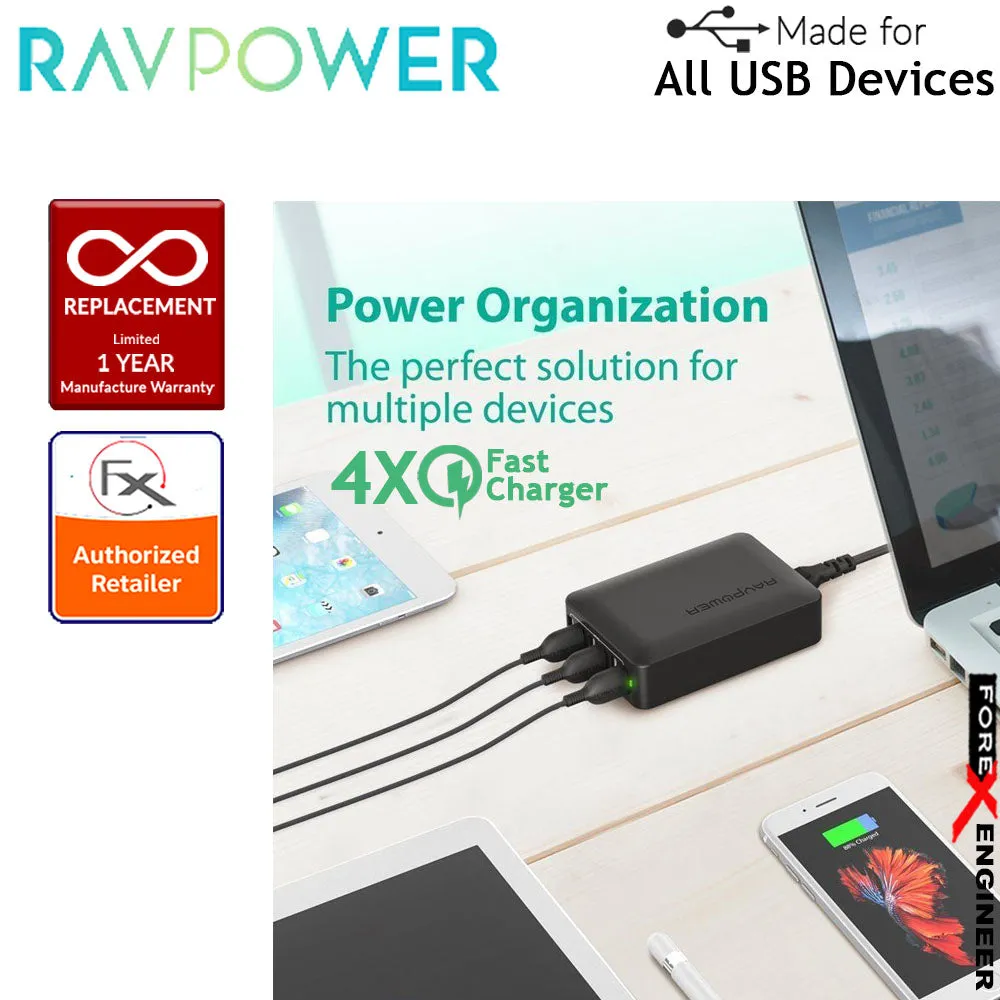 RavPower USB Quick Charge Wall Charger 6 Port 60W ( 5 USB Port   1 QC3.0 ) - Black